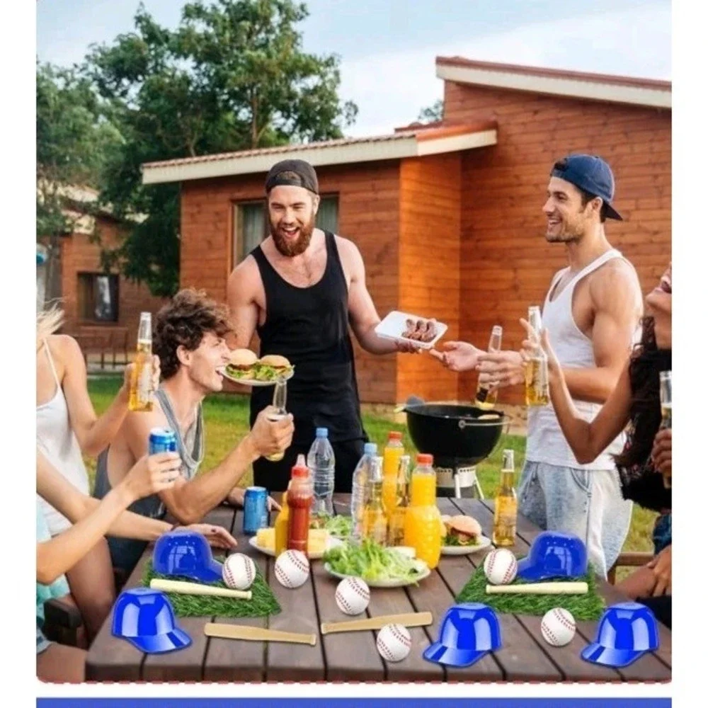 24 Pcs‎ Baseball Party Table Decorations Kit Include Artificial Grass Mats